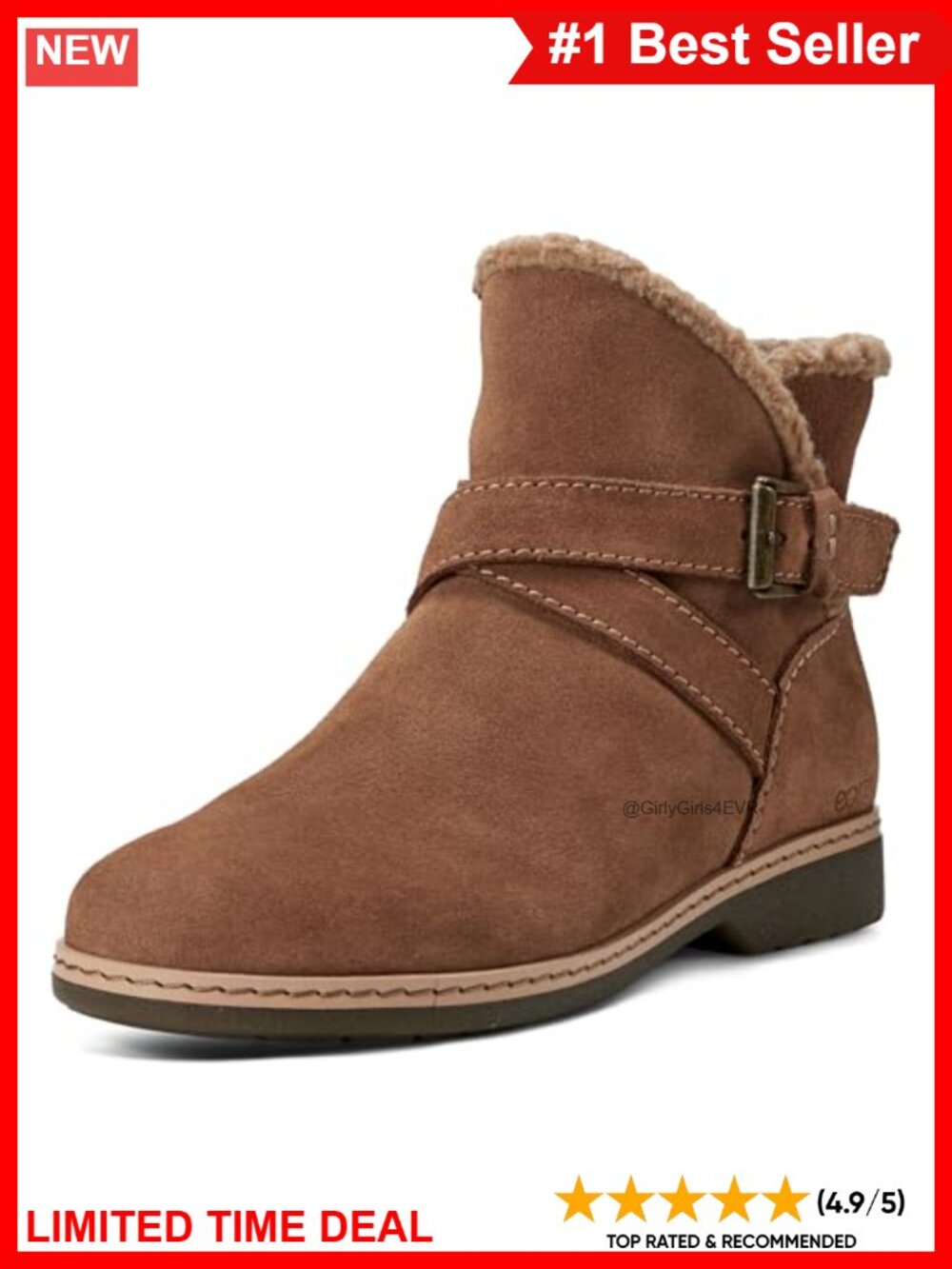 Leather Ankle Bootie Water Resistant Block Heel Almond Toe Cushioned Insole